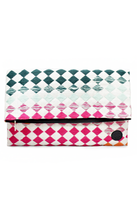 Leather & Rainbow Textile Oversize Clutch Bag Leather & Rainbow Textile Oversize Clutch Bag