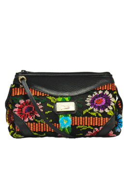 Hand Bag Black Textile Flower Spring Hand Bag Black Textile Flower Spring