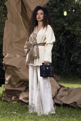 Nightfall Textile Pattern and Leather Mini Satchel Nightfall Textile Pattern and Leather Mini Satchel