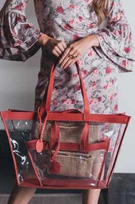 See-through Plastic and Leather Hand Bag See-through Plastic and Leather Hand Bag