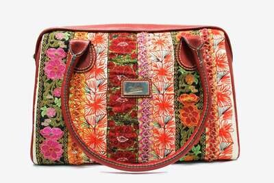 Mayan Huipil Floral Pattern Textile & Leather Handbag Mayan Huipil Floral Pattern Textile & Leather Handbag