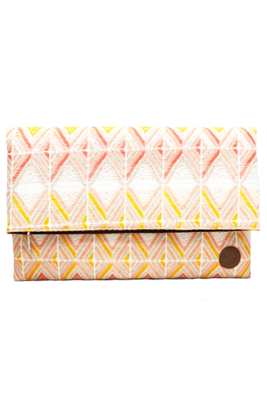 Leather & Peach Textile Oversize Clutch Bag Leather & Peach Textile Oversize Clutch Bag