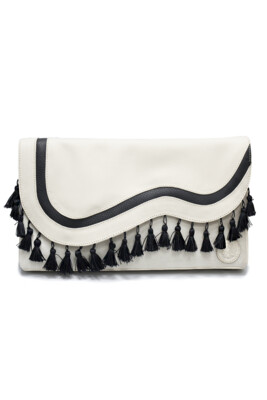 Bone-tinted Leather & Velvet Clutch Bag Bone-tinted Leather & Velvet Clutch Bag