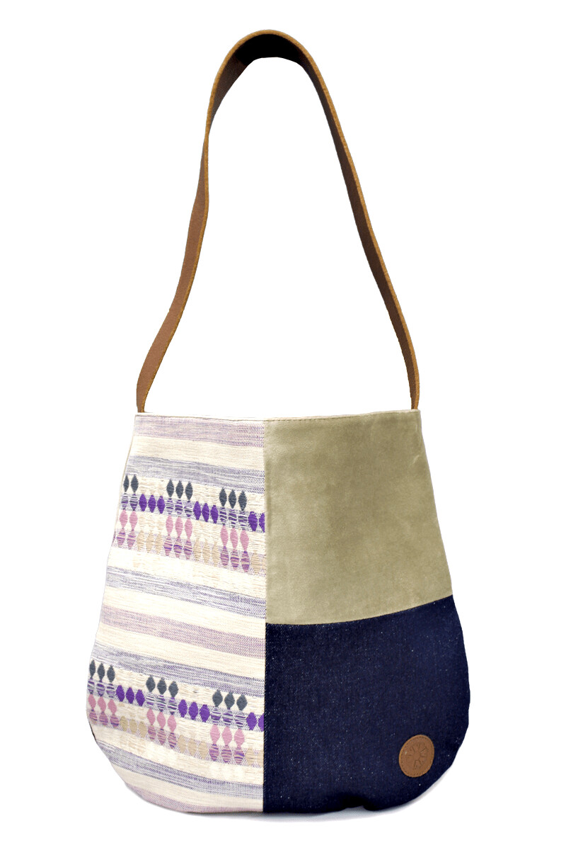 Velvet, Denim & Lila Textile Shoulder Bag 