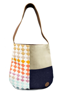 Velvet, Denim & Rainbow Textile Shoulder Bag 