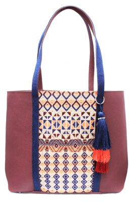 Denim, Leather, & Sunset Textile Shoulder Bag Denim, Leather, & Sunset Textile Shoulder Bag