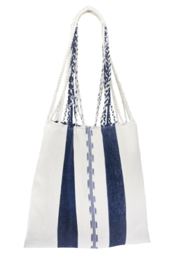 Blue-tinted Cotton Textile Boho Bag 