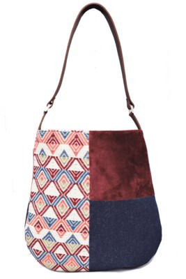 Velvet, Denim & Blue Burgundy Textile Shoulder Bag Velvet, Denim & Blue Burgundy Textile Shoulder Bag
