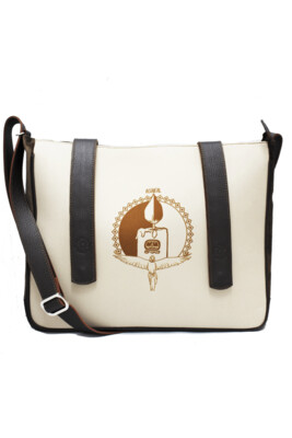 Maya Nahualt Brown Velvet & Leather Messenger Bag 