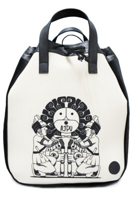 Maya Nahualt Black Velvet & Leather Backpack Maya Nahualt Black Velvet & Leather Backpack