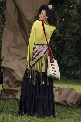 Leather & Velvet Braided Shoulder Bag Leather & Velvet Braided Shoulder Bag