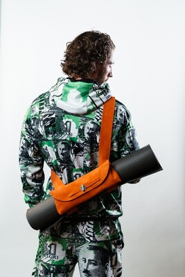 Orange Leather Crossbody Yoga Mat Holder Bag Orange Leather Crossbody Yoga Mat Holder Bag
