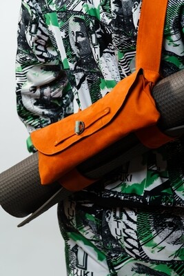 Orange Leather Crossbody Yoga Mat Holder Bag 