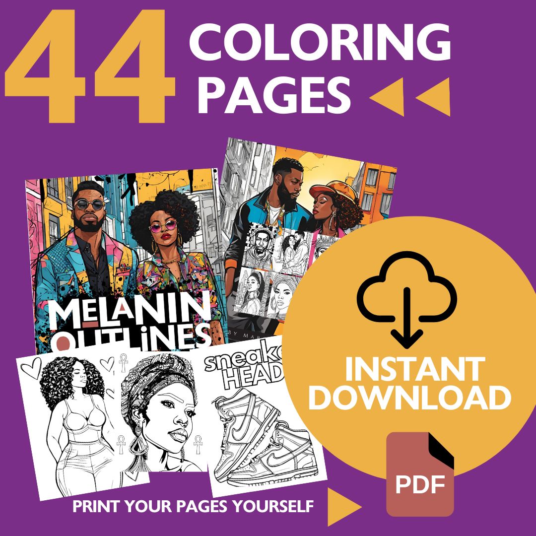 Melanin Outlines Coloring Pages - Digital Download