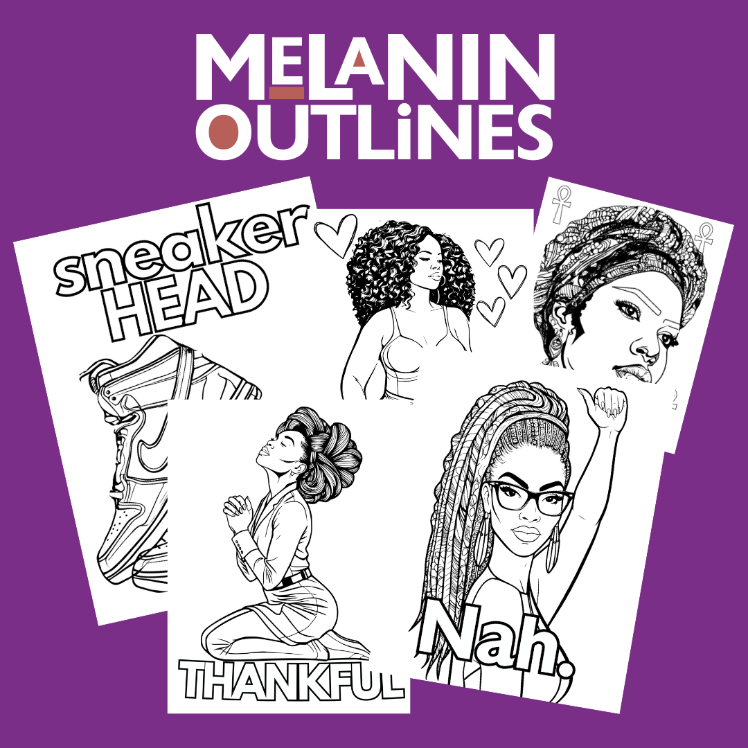 Melanin Outlines Coloring Pages - Digital Download