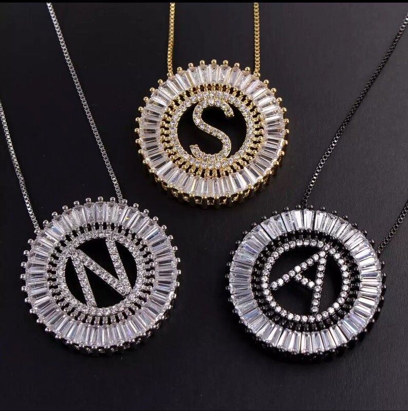 PRE-ORDER Bling Circle Initial Necklace