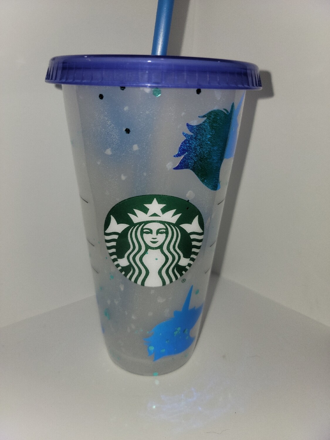 Blue unicorn starbucks cup