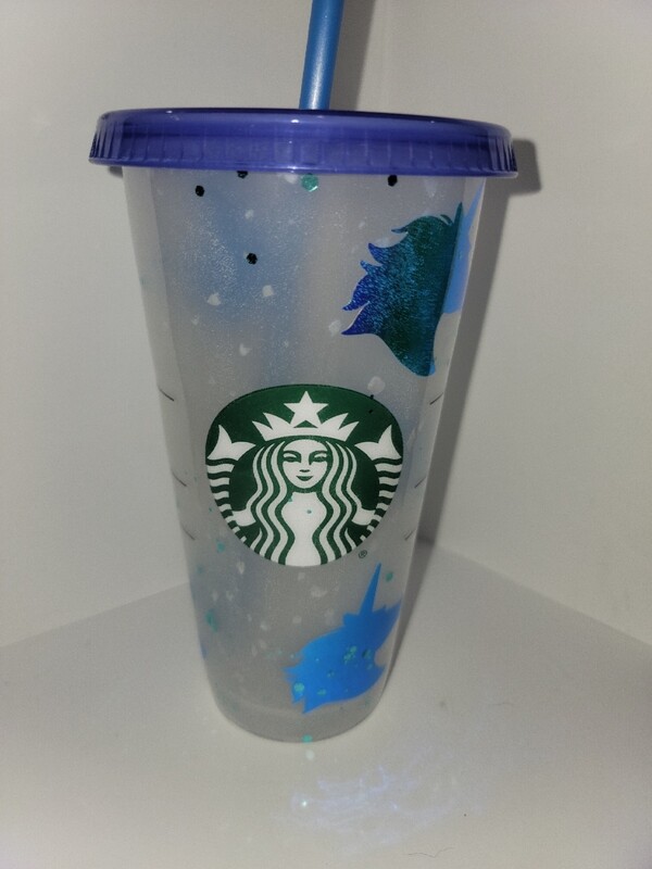 Blue unicorn starbucks cup