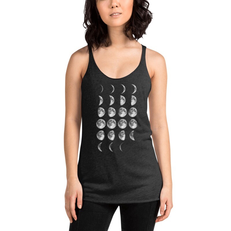 Moon Phase Vintage Black Printed Tank Top - FREE SHIPPING