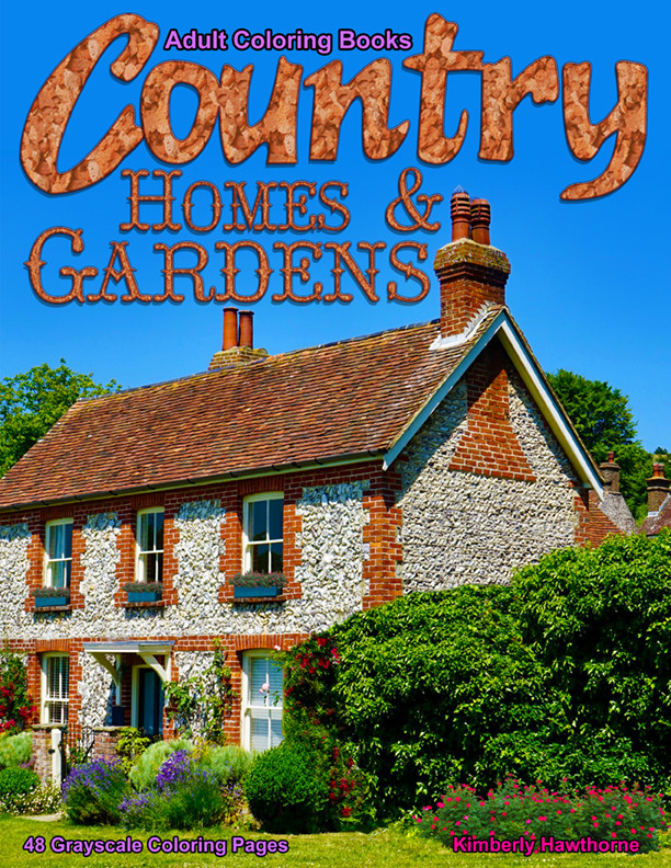 Country Homes & Gardens Adult Coloring Book PDF Digital Download