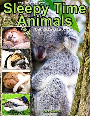 Sleepy Time Animals Adult Coloring Book PDF Digital Download