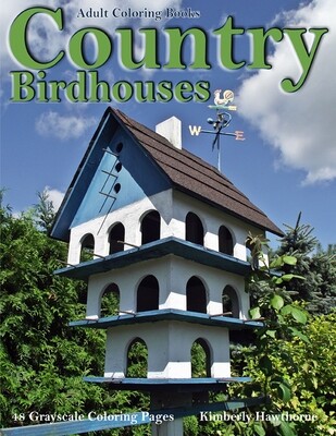 Country Birdhouses Adult Coloring Book PDF Digital Download