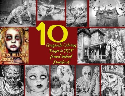 Download Creepy Halloween Horror 2 Adult Coloring Book Pdf Life Escapes Grayscale Coloring Ebooks Pdf