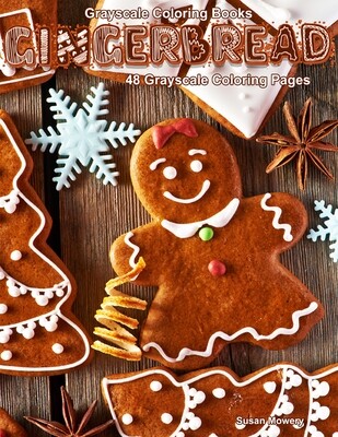 Gingerbread Grayscale Adult Coloring Book PDF Digital Download