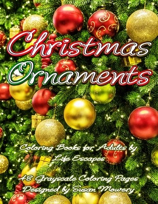 Christmas Ornaments Adult Coloring Book PDF Digital Download