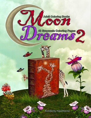 Moon Dreams 2 Grayscale Adult Coloring Book PDF Digital Download