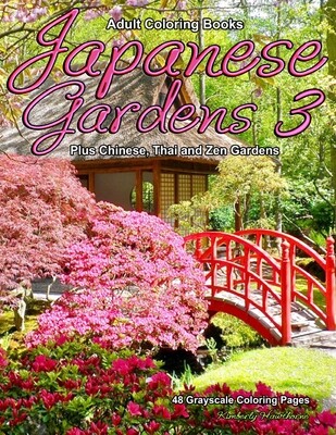 Japanese Gardens 3 Grayscale Coloring Book PDF Digital Download