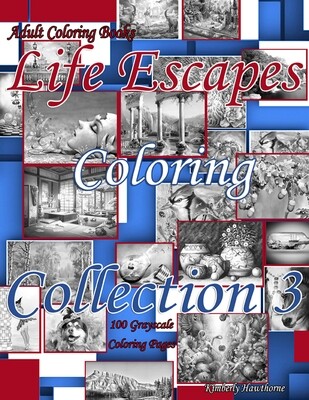 Life Escapes Coloring Collection 3 Grayscale Adult Coloring Book PDF Digital Download 100 coloring pages