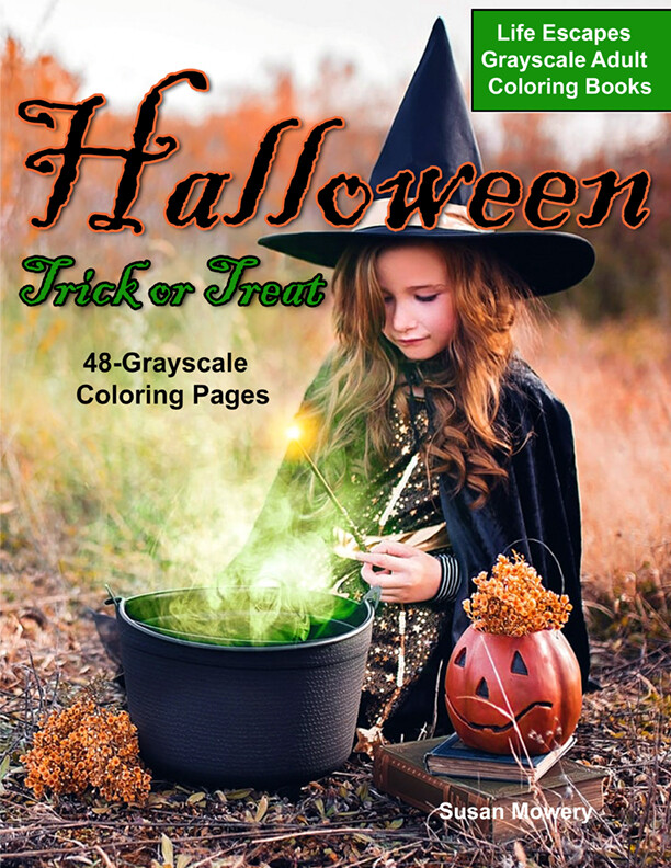 Halloween Trick or Treat Coloring Book for Adults PDF Digital Download