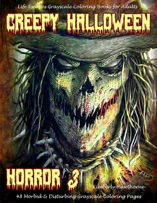 Creepy Halloween Horror 3 Grayscale Coloring Book PDF Digital Download