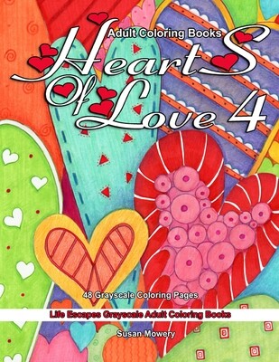 Hearts of Love 4 Grayscale Adult Coloring Book PDF