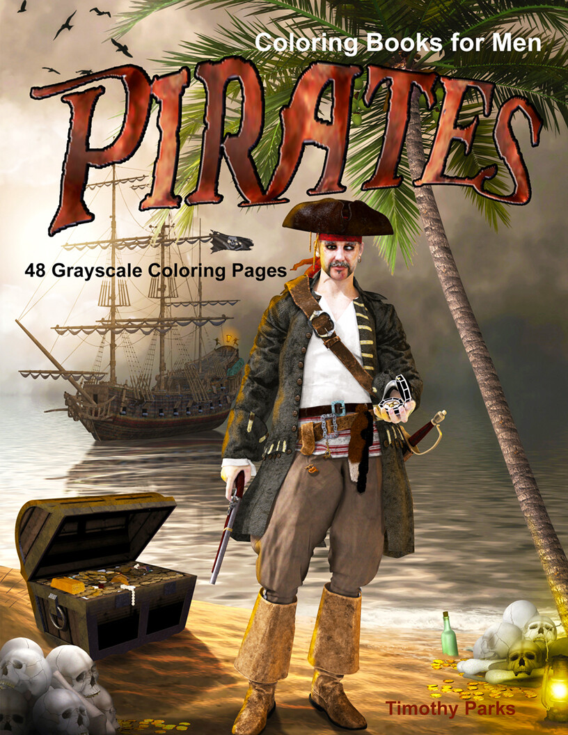 Pirates Grayscale Coloring eBook for Men PDF
