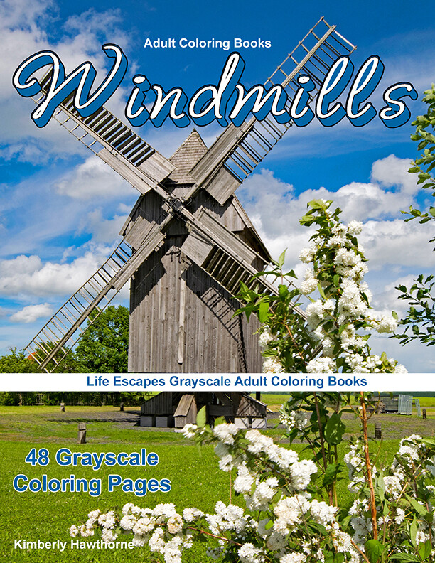 Windmills Grayscale Coloring Books for Adults PDF