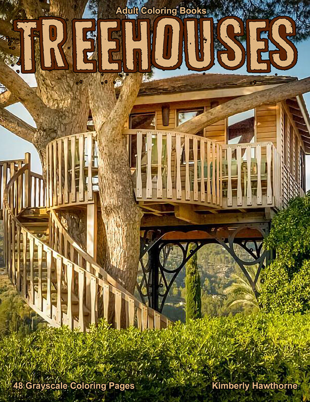 Treehouses Grayscale Adult Coloring Book PDF