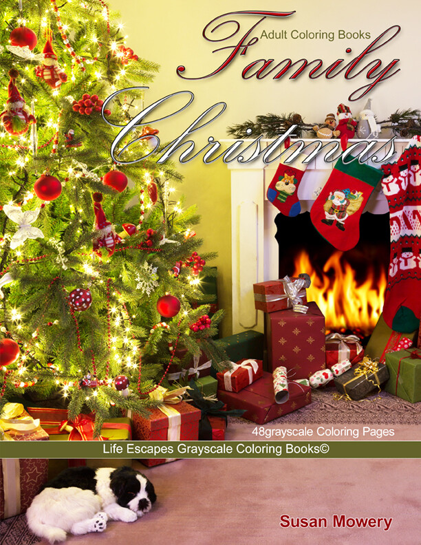 Family Christmas Grayscale Coloring Book PDF