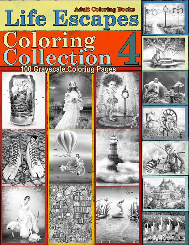 Life Escapes Coloring Collection 4 Grayscale Coloring Book PDF