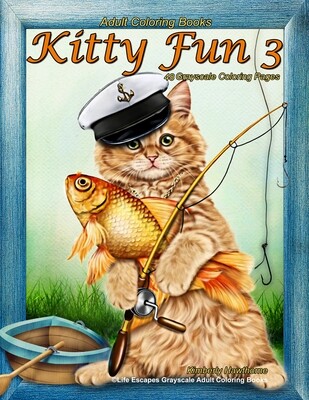 Kitty Fun 3 Grayscale Adult Coloring Book PDF