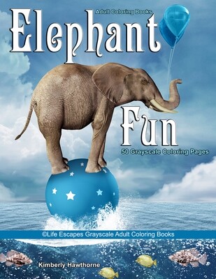 Elephant Fun Grayscale Adult Coloring Book PDF