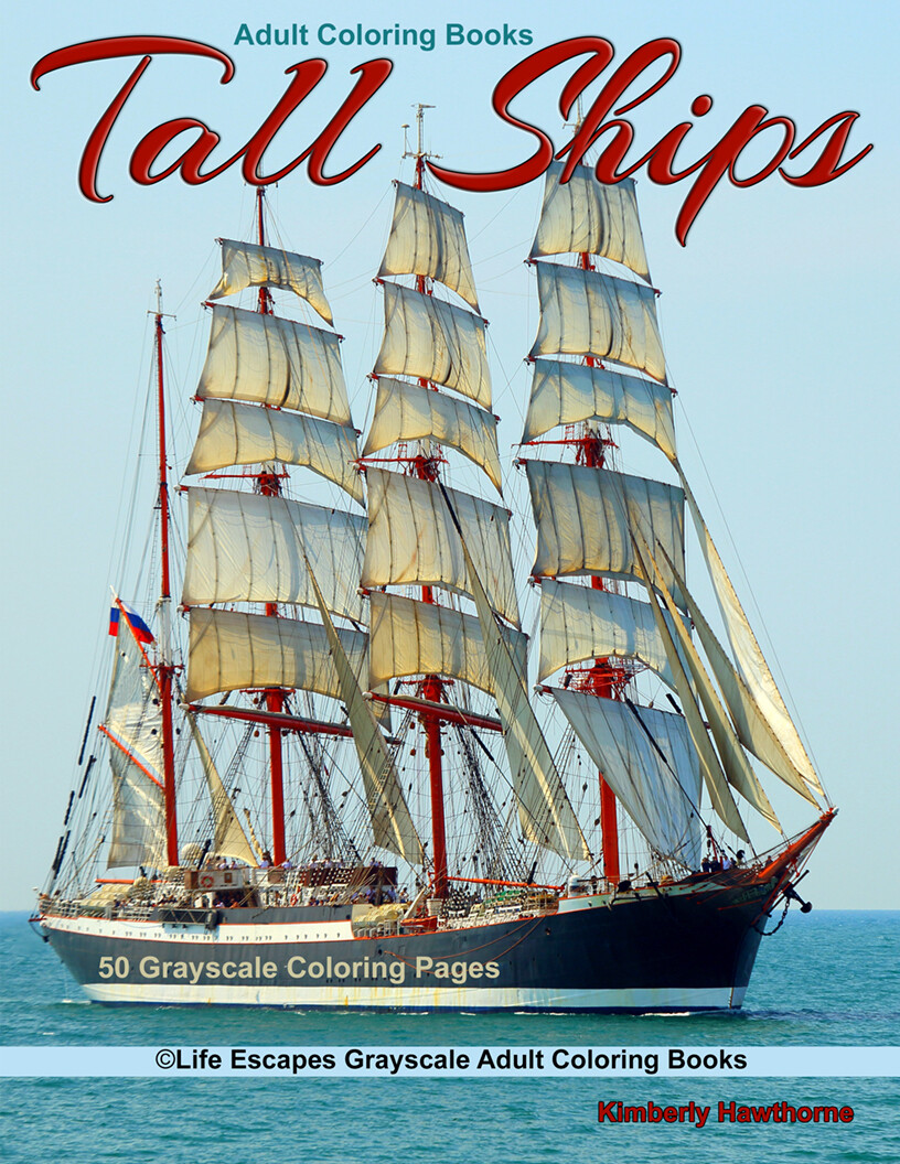 Tall Ships Grayscale Adult Coloring Book PDF