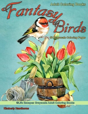 Fantasy Birds Grayscale Adult Coloring Book PDF