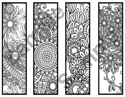 Colorable Bookmarks Set 2 of 4 Print and Color Bookmarks