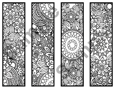 Colorable Bookmarks Set 5 of 4 Print and Color Bookmarks