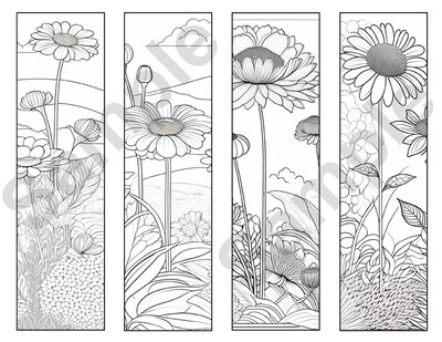 Colorable Bookmarks Set 8 of 4 Print and Color Bookmarks