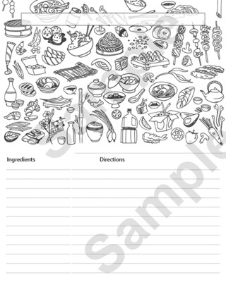 Printable Recipe Card Colorable #2 8x10 inches Instant Download