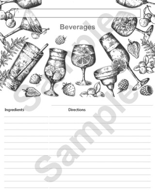 Printable Recipe Card Colorable #4 8x10 inches Instant Download