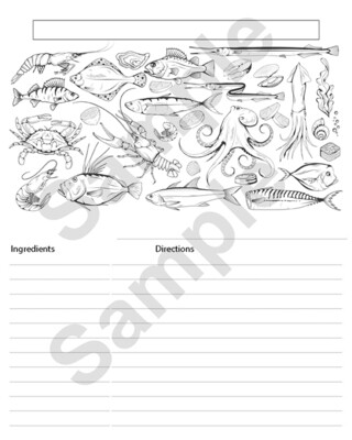 Printable Recipe Card Colorable #23 8x10 inches Instant Download